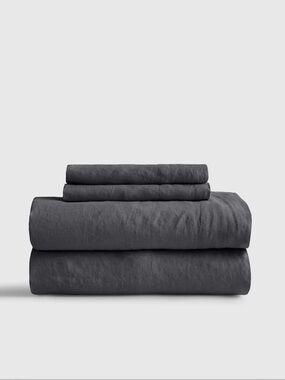 NWOT QUINCE European Linen Sheet Set Queen Charcoal 4 Piece